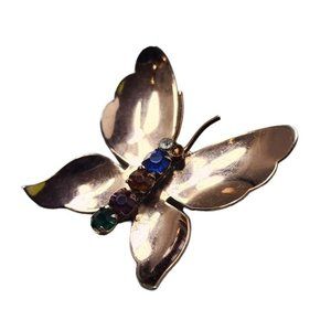 Vintage Signed Coro Craft Sterling Butterfly Brooch (A3083)